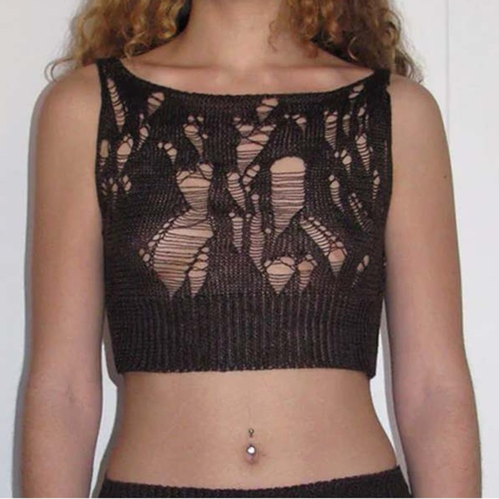 Paloma Wool dark brown crochet top